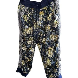 Anthropologie Kallie Floral Blue Joggers  2X NWT